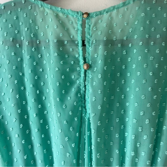 Tea n Rose Green Swiss Dot Cap Sleeve Elastic Waist Dress Small Made in USA - Picture 9 of 11